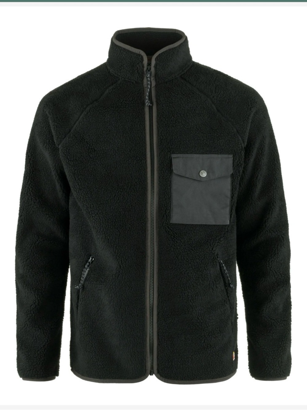 Fjallraven Vardag Pile Fleece Black Jacket with Logo Tag